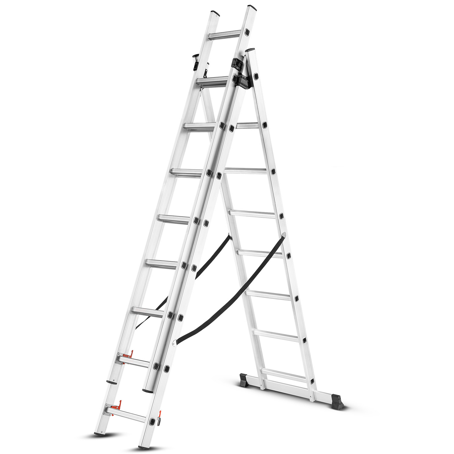 Drabina Aluminiowa 3x8 stopni Wielofunkcyjna Uniwersalna 150 kg 4,86m