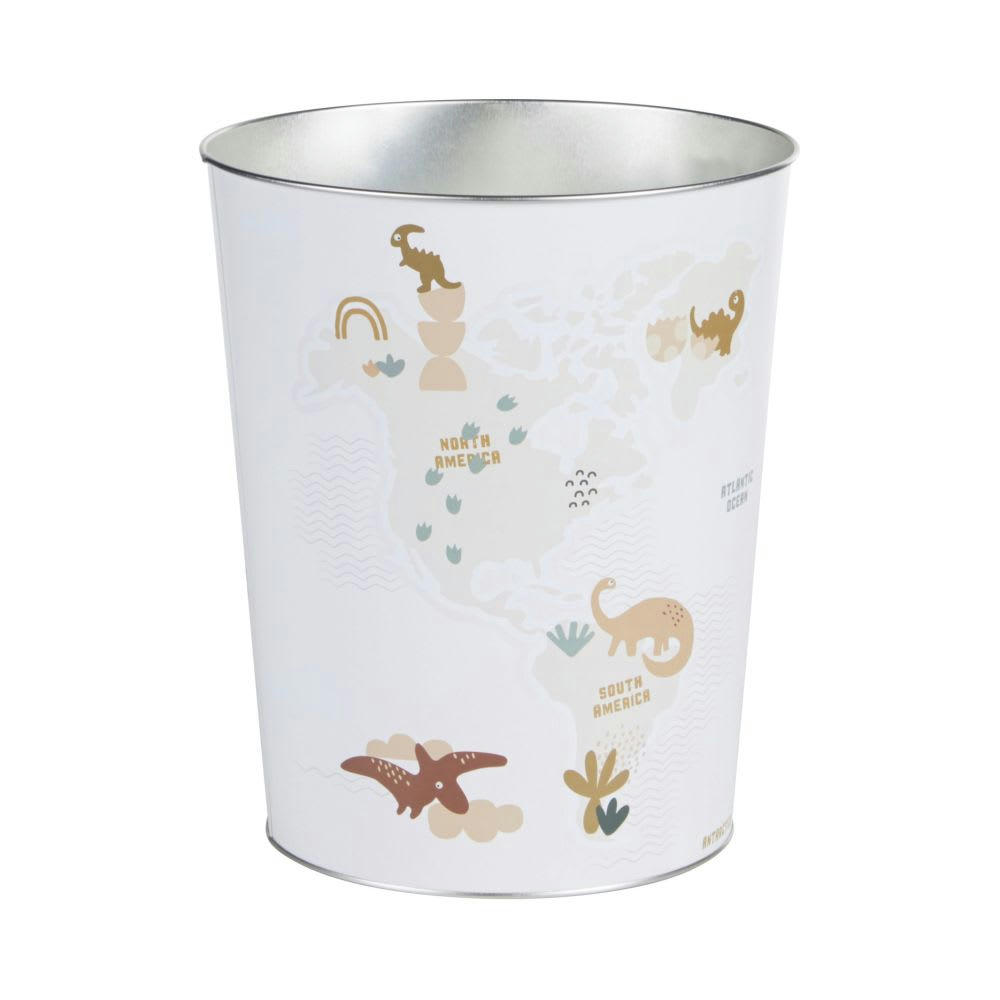 YUMA - Corbeille de bureau en métal avec mappemonde dinosaure beige