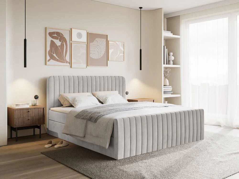 Boxspring Adrien velvet met opbergruimte 140x200