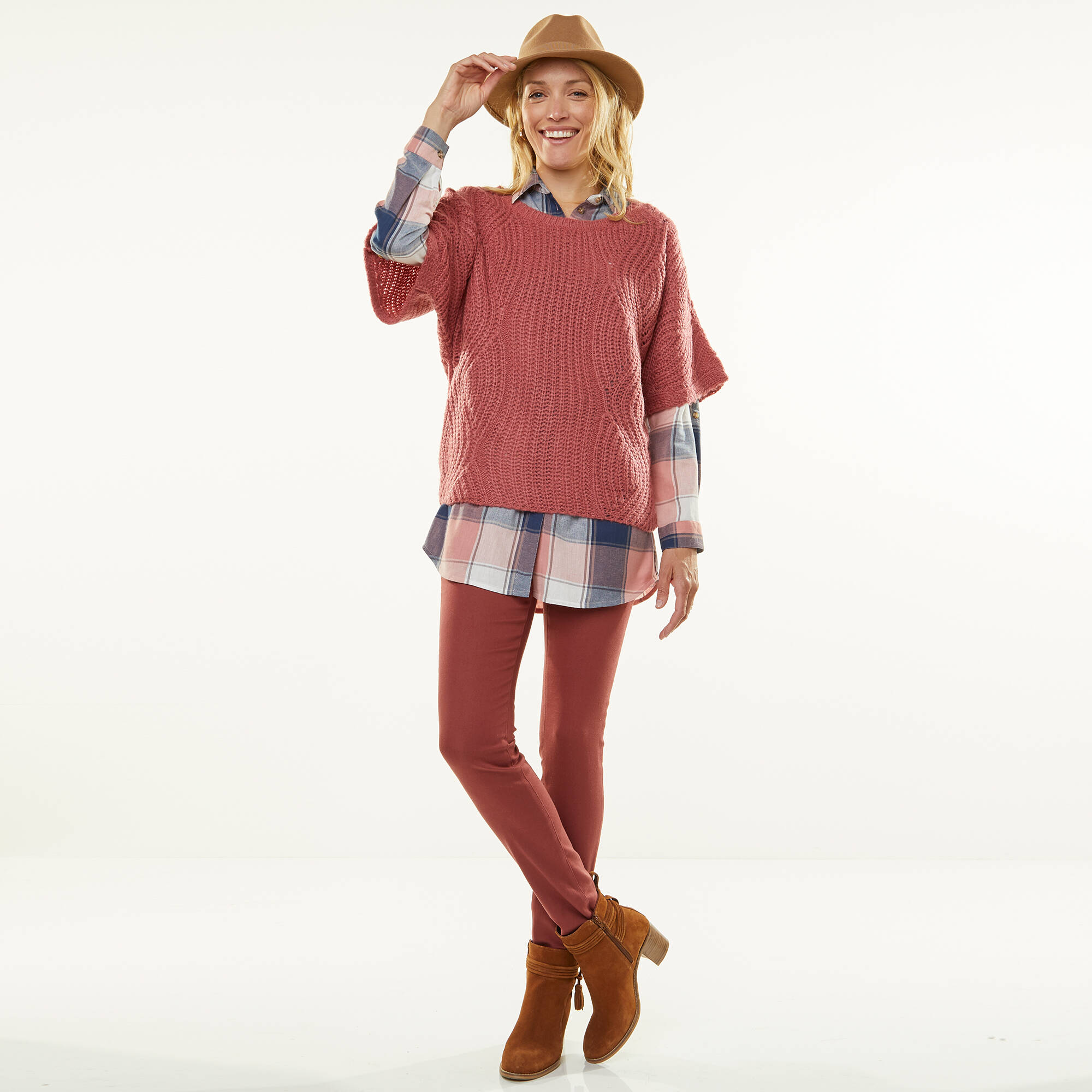 Pull poncho manches coudes, maille anglaise et torsades