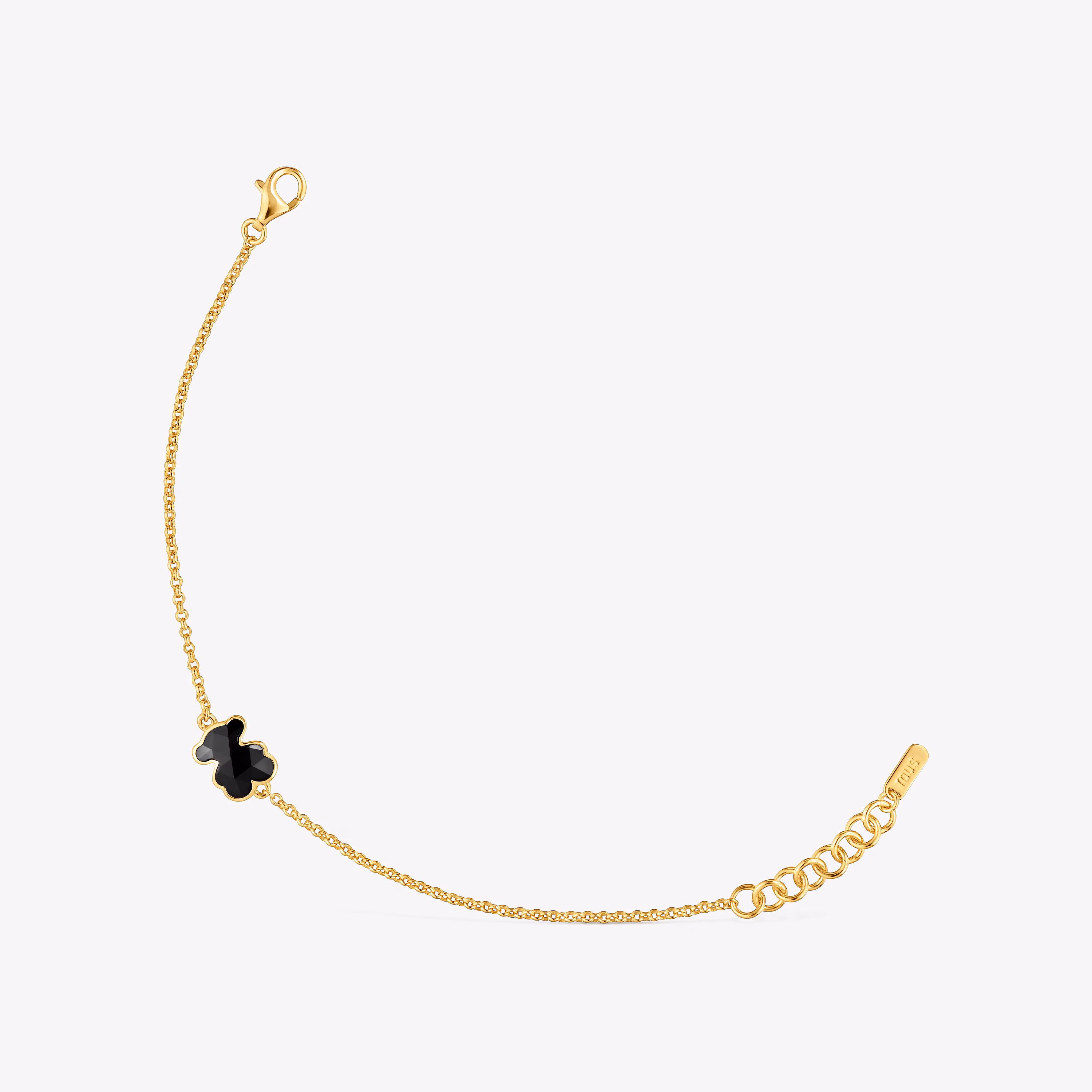 Pulsera cadena con baño de oro 18 kt sobre plata y motivo oso en ónix Icon Color