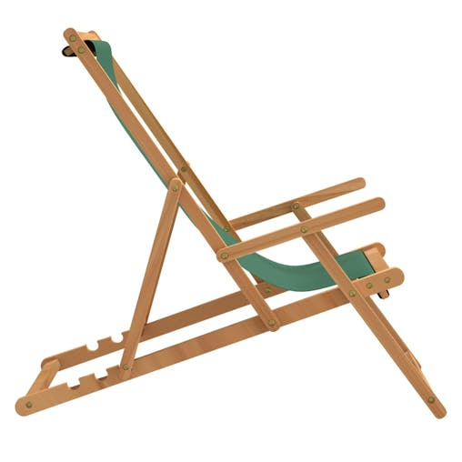NNEVL Folding Beach Chair Solid Wood Teak Green