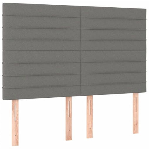 NNEVL Box Spring Bed with Mattress&LED Dark Grey 137x190 cm Double Fabric