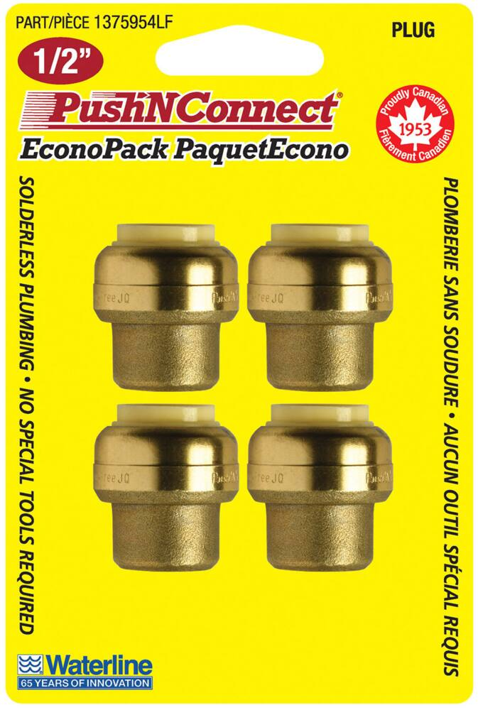 Waterline Push N' Connect Plug Set, 1/2-in, 4-pk