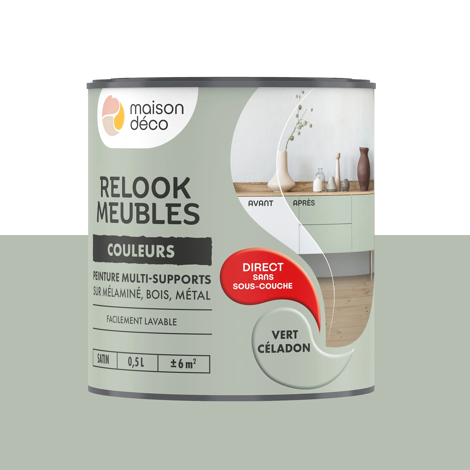 Relook meubles couleurs Peinture RELOOK MEUBLES Peinture vert céladon Satiné 0,5 L