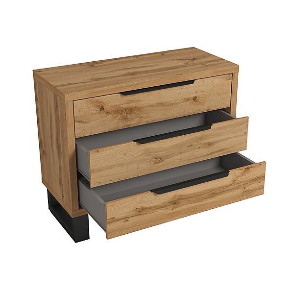 Commode 3 tiroirs Eden Bois et Noir