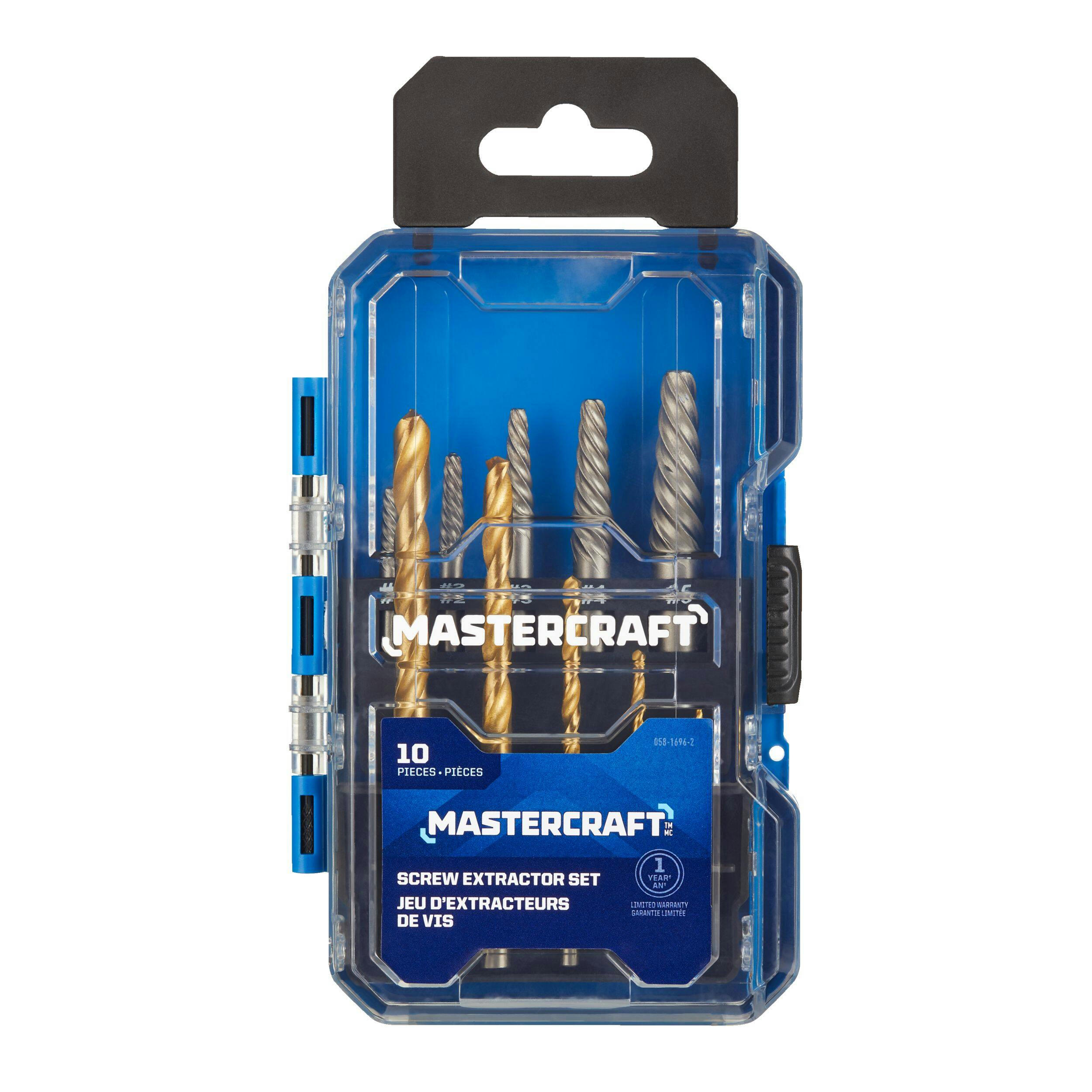 Mastercraft Screw Extractor & Drill Bit Set with Heavy Duty Carrying Case, 10-pc