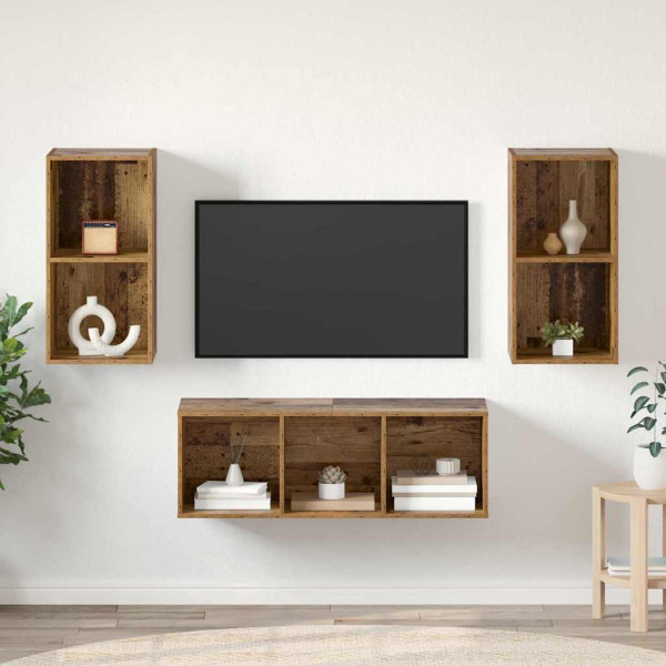 Zestaw Szafek RTV Szafka pod Telewizor Meblościanka Brąz 37 x 37 x 107 cm