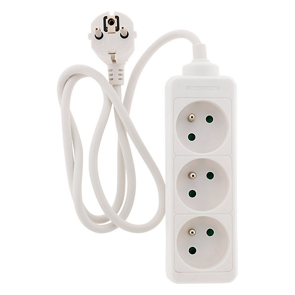 Bloc multiprise 3 prises 2P T 16A blanc - Zenitech