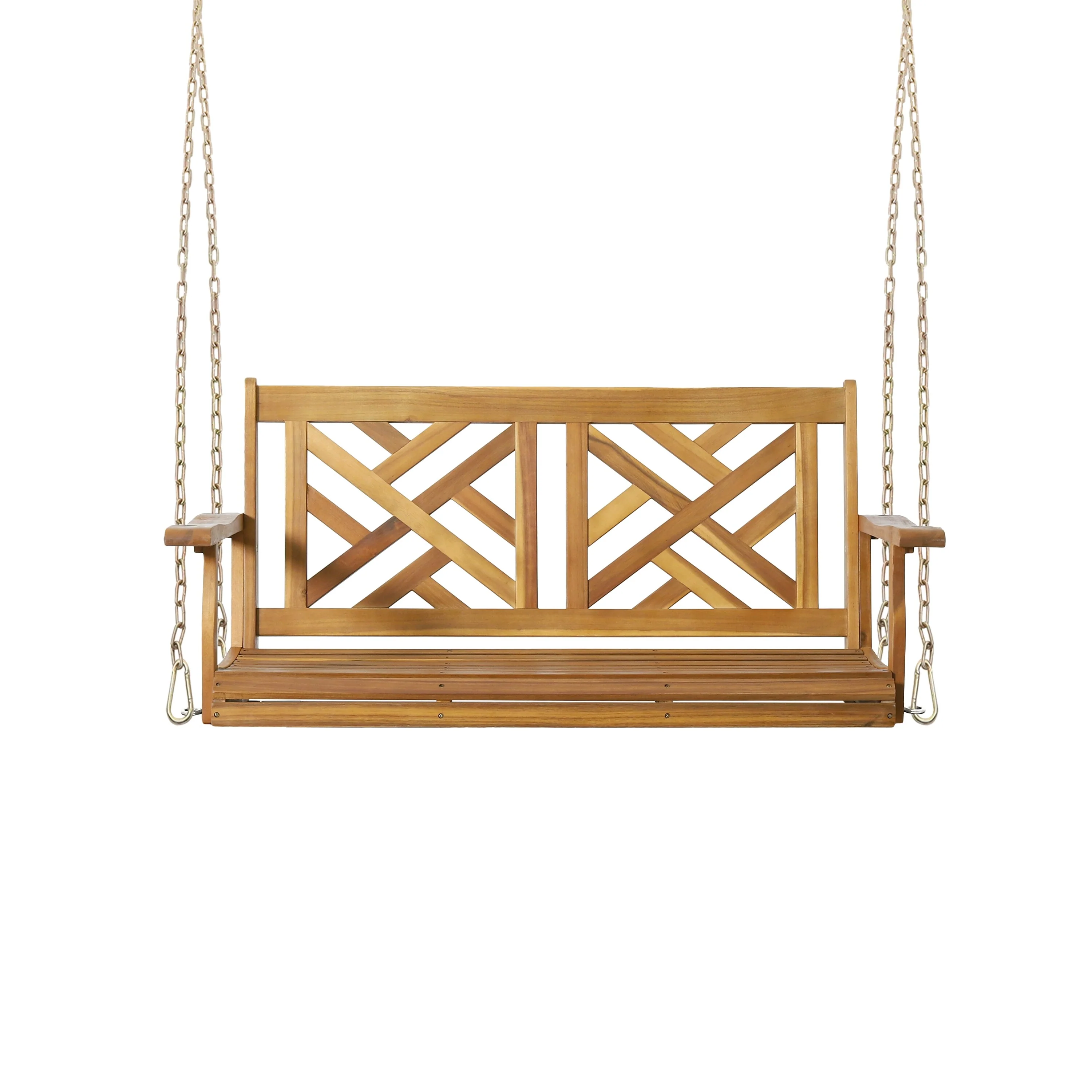 Alejandro Acacia Wood Porch Swing - 49 Teak Outdoor Swing with 800lb Capacity