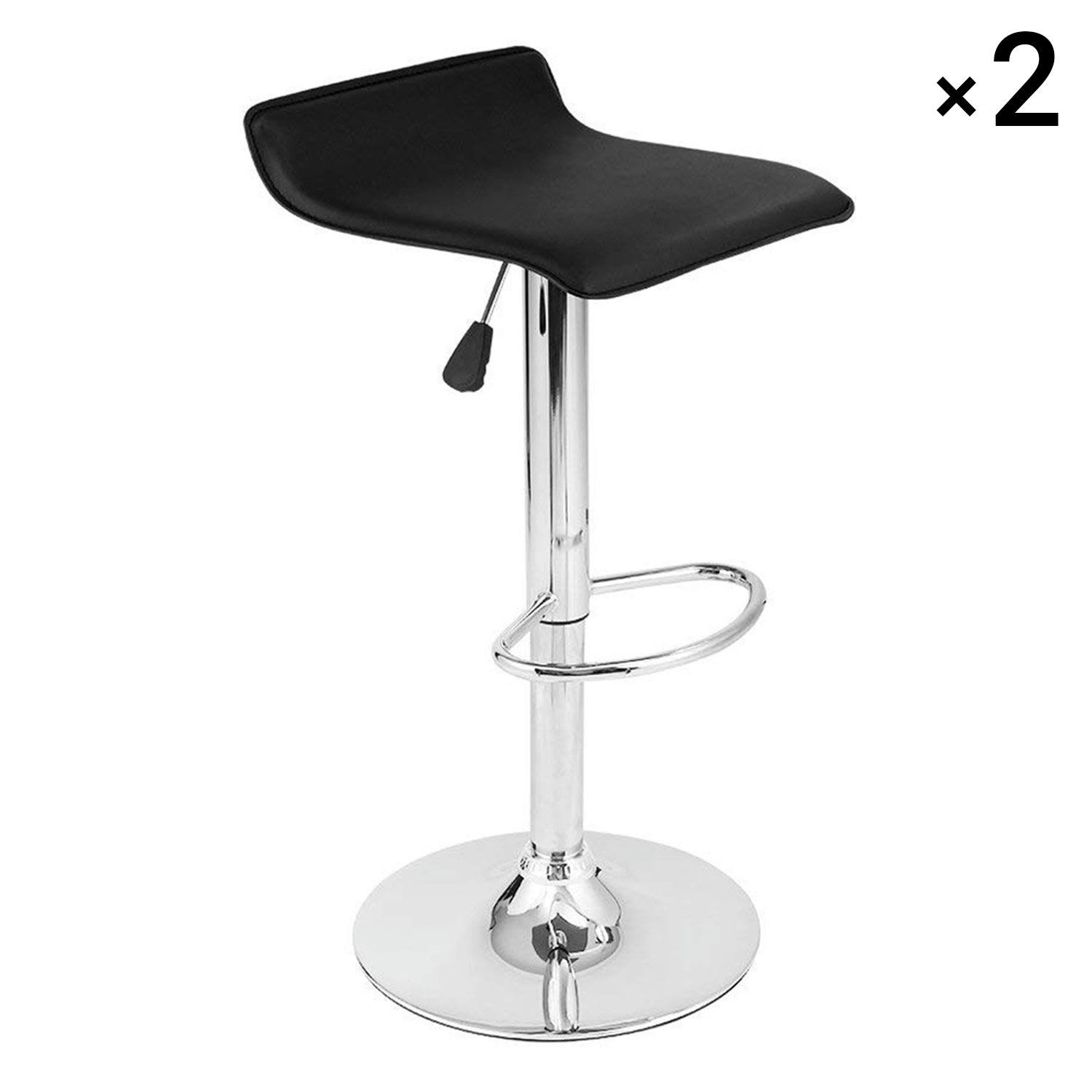 EDDY - Lot de 2 tabourets de bar en simili cuir noir
