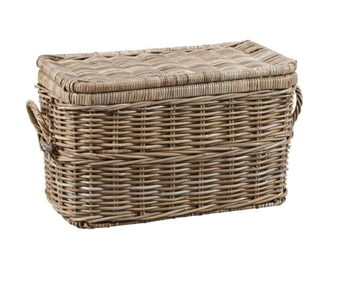 Van der Leeden Opbergmand Rotan met deksel - M - Grijs