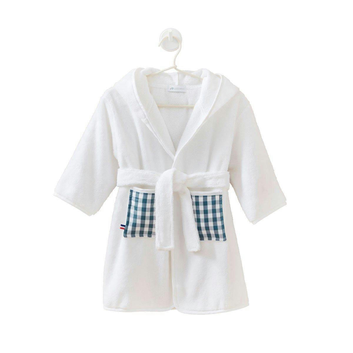 - Peignoir enfant blanc & imprimé vichy (2-3 ans)