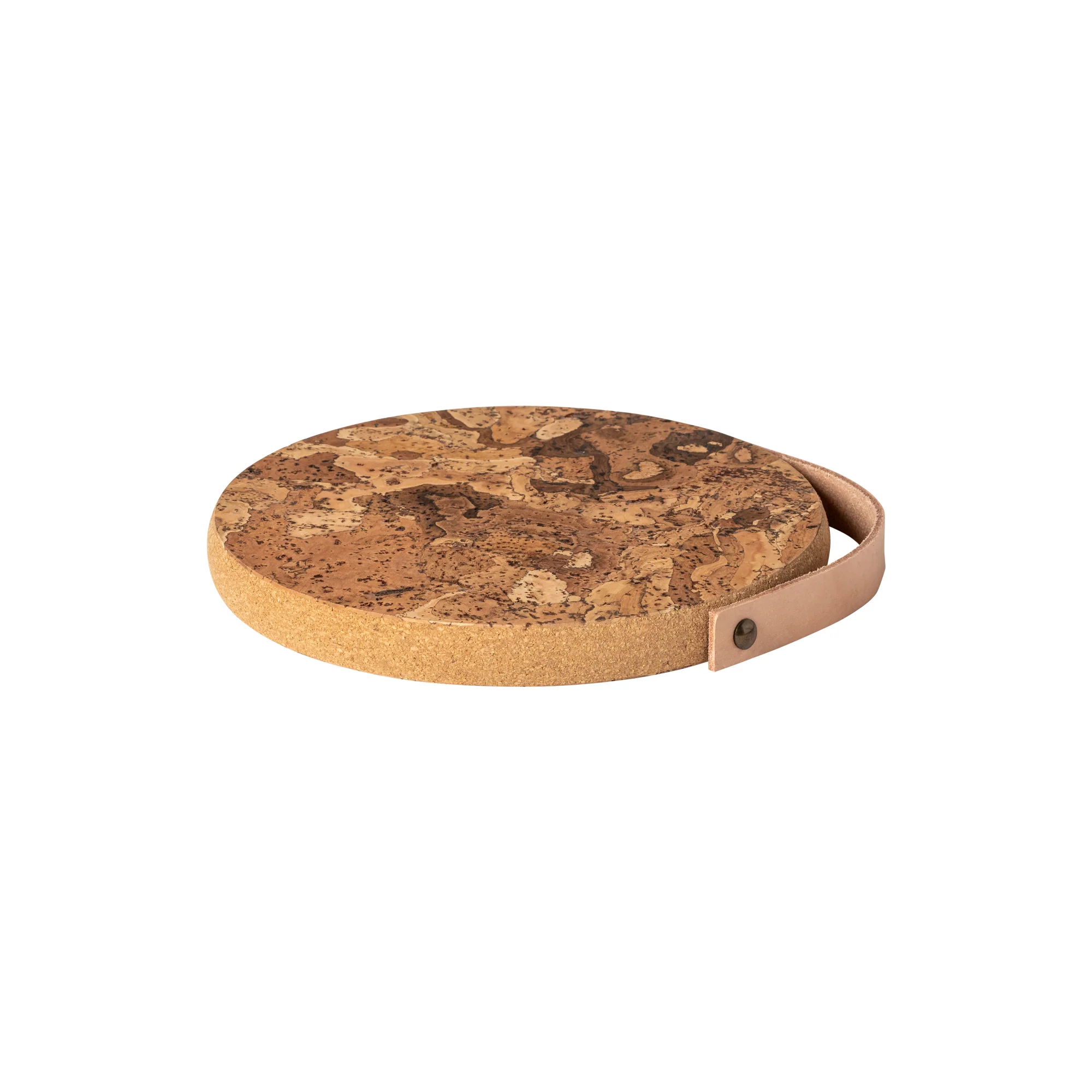 Small Cork Trivet with Leather Handle Cork