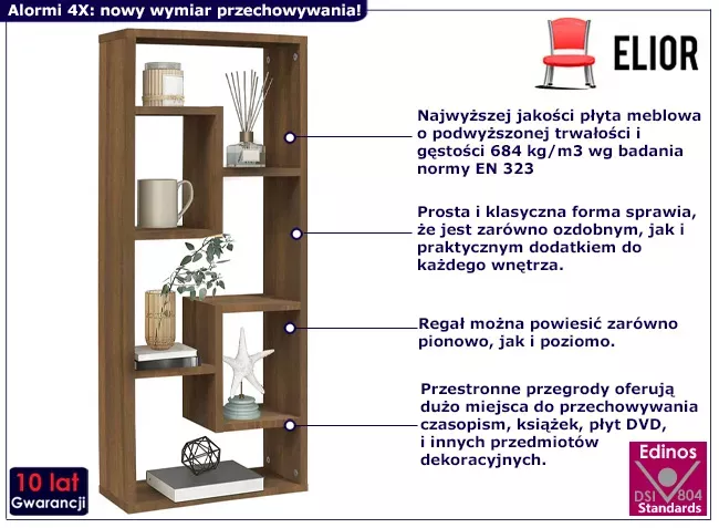 Wiszący lub stojący regał z otwartymi półkamidąb - Xynix