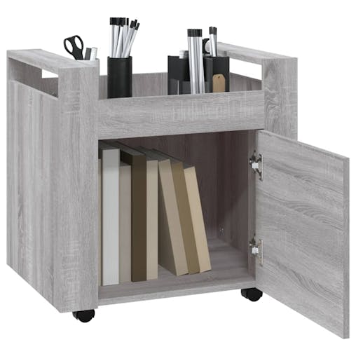 NNEVL Desk Trolley Grey Sonoma 60x45x60 cm Engineered Wood