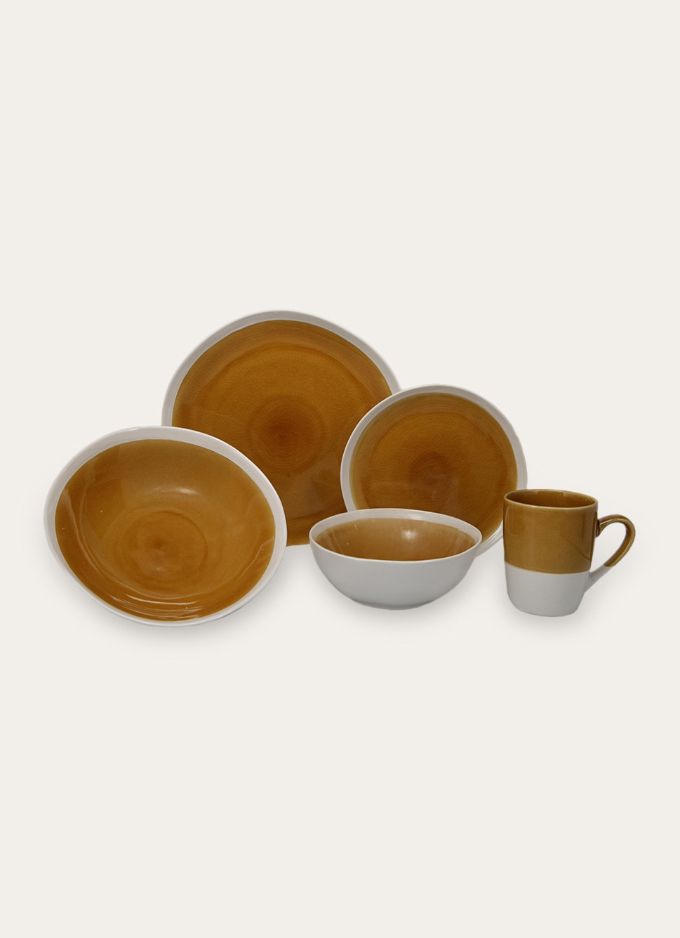 ASSIETTE PLATE EN GRÈS RÉACTIF JAUNE