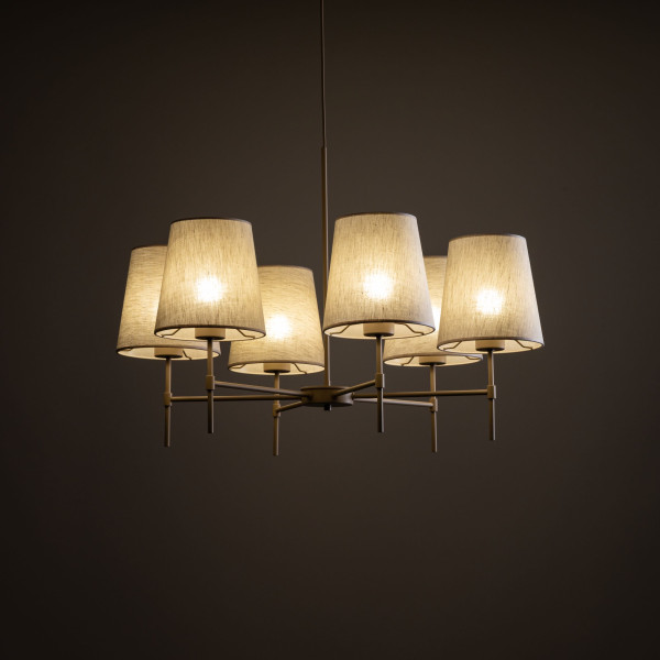 Beżowy Żyrandol Tk Lighting Elizabeth Sabia 6X E27 Klasyczny