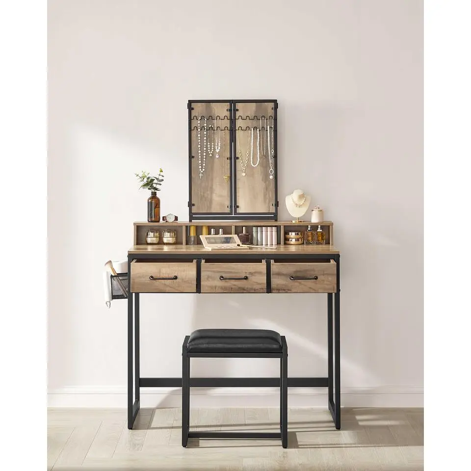 Make-upset Zaza - Tafeltje, stoel en spiegel - Bruin-zwart