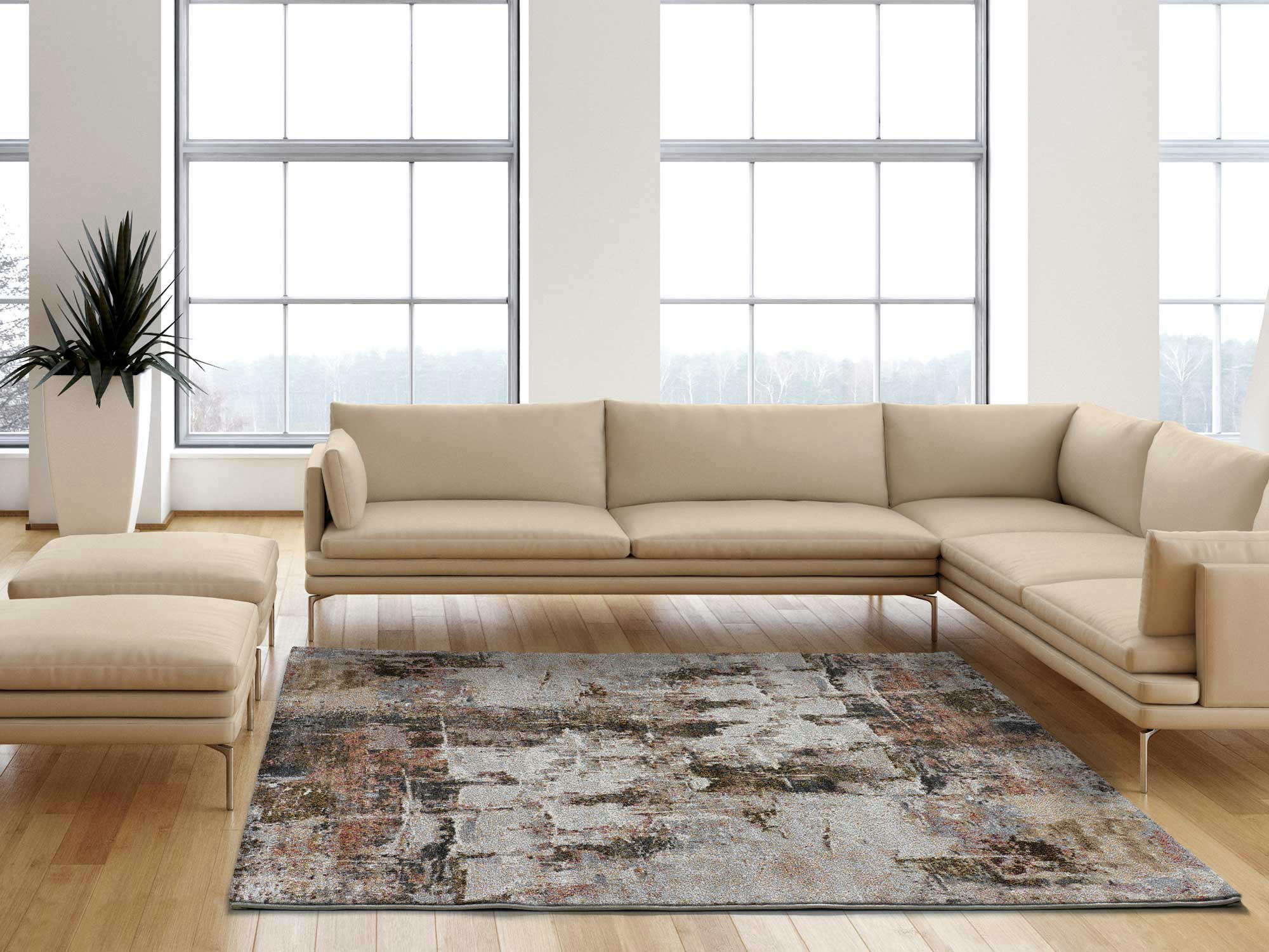 SHEKI - Tapis design abstrait multicolore, 133X190 cm