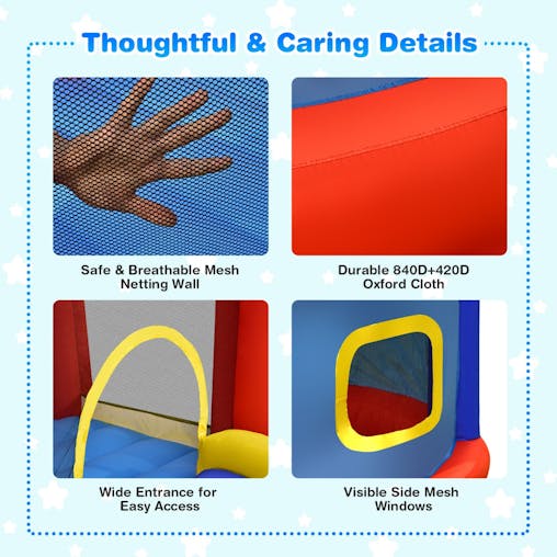 NNECW Kids Inflatable Bouncy House with Double Basketball Hoops