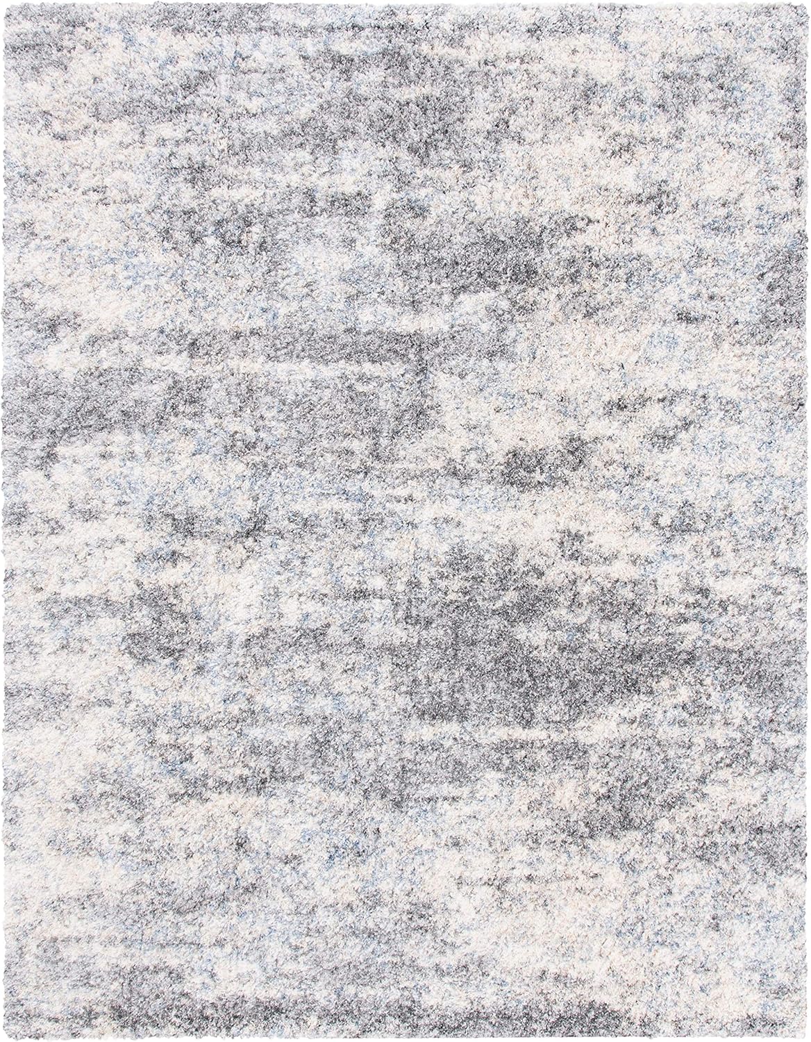 SAFAVIEH Area Rug 8x10 - Berber Shag Collection - Large - Grey Blue & Cream, Non-Shedding & Easy to Clean, Ideal for Living Room, Bedroom, Dining Space (BER219G)