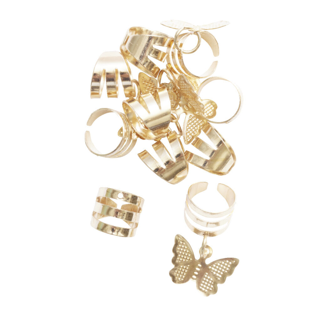 Bague pour cheveux en métal doré 10 pièces
