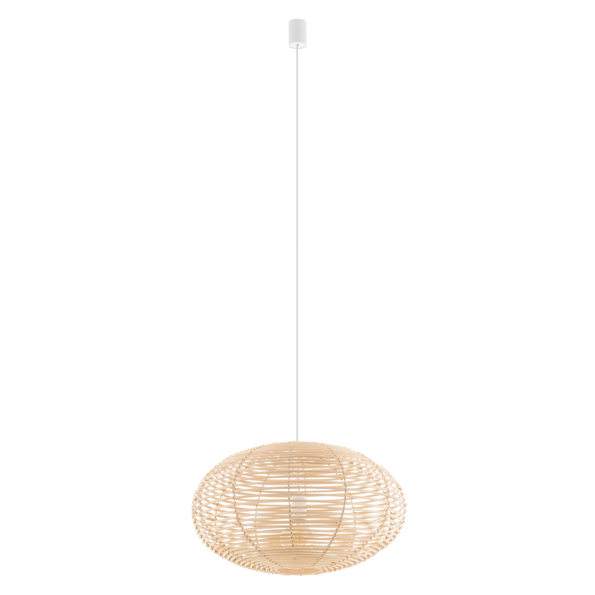 Lampa wisząca naturalne drewno-biała RATTAN M 1xE27x25W Nowodvorski