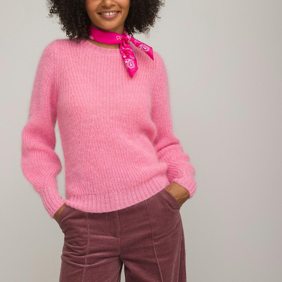 Pull col rond en mohair mélangé