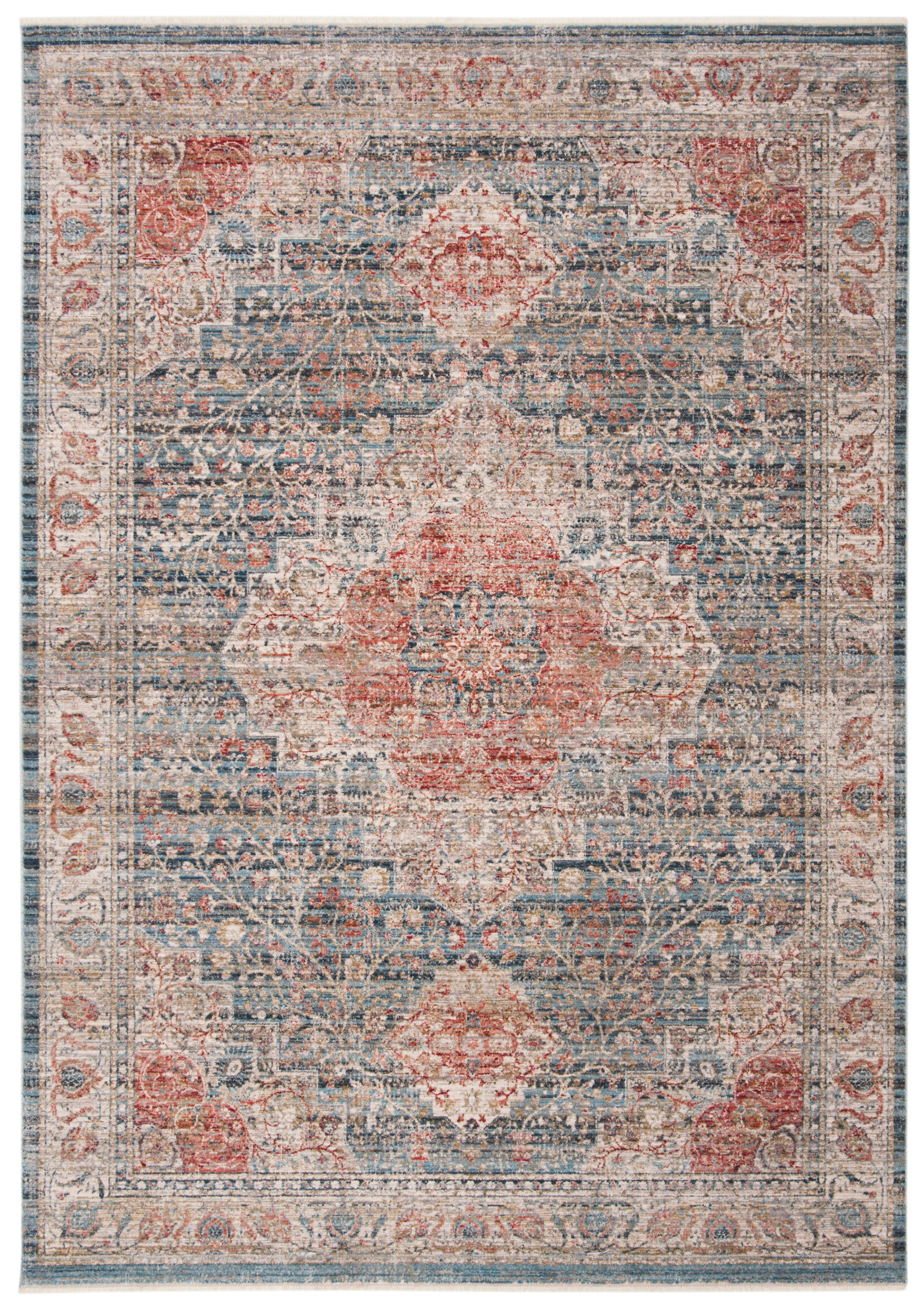 KENITRA - Tapis de salon interieur en bleu & ivoire, 91 x 152 cm