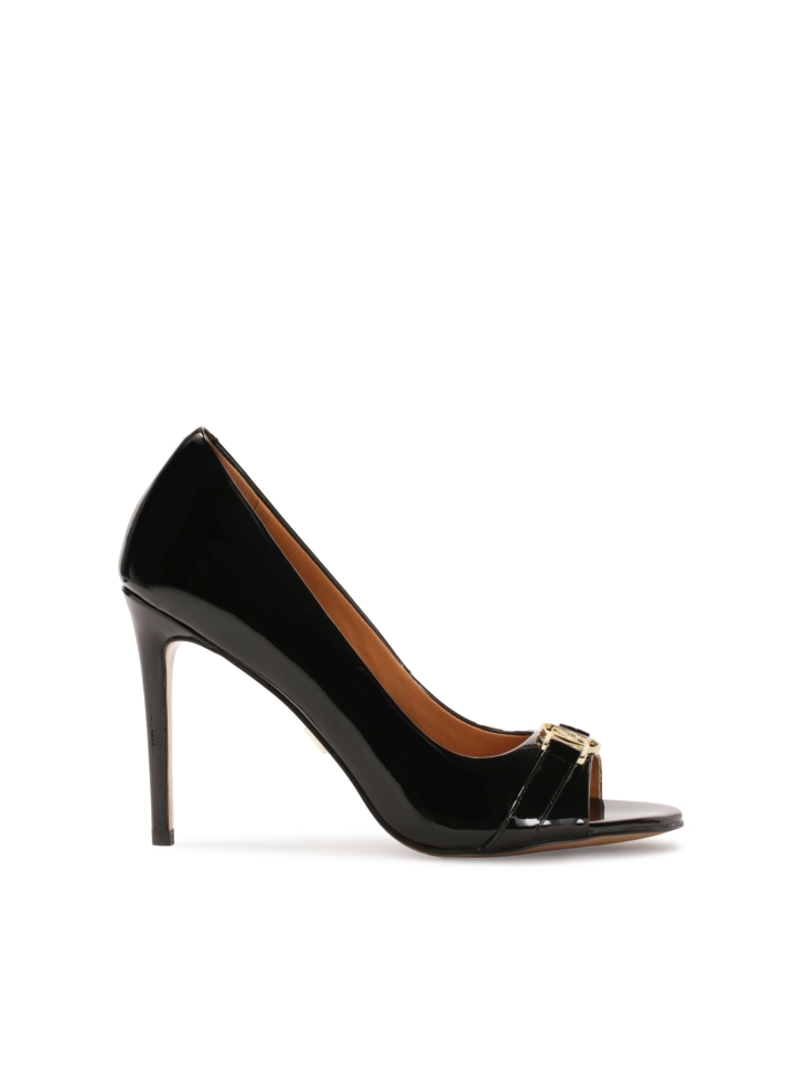 Luxury black peep toe pumps