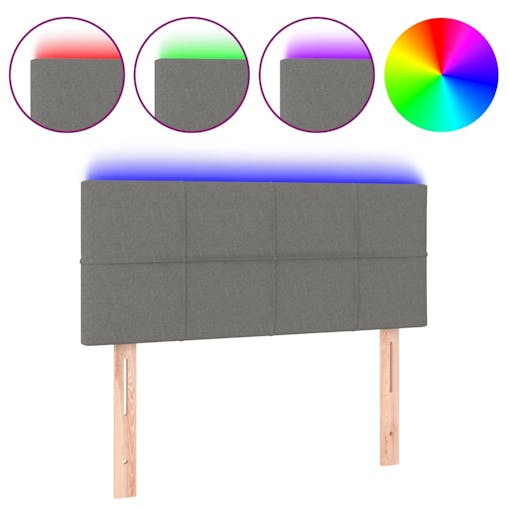 NNEVL LED Headboard Dark Grey 100x5x78/88 cm Fabric
