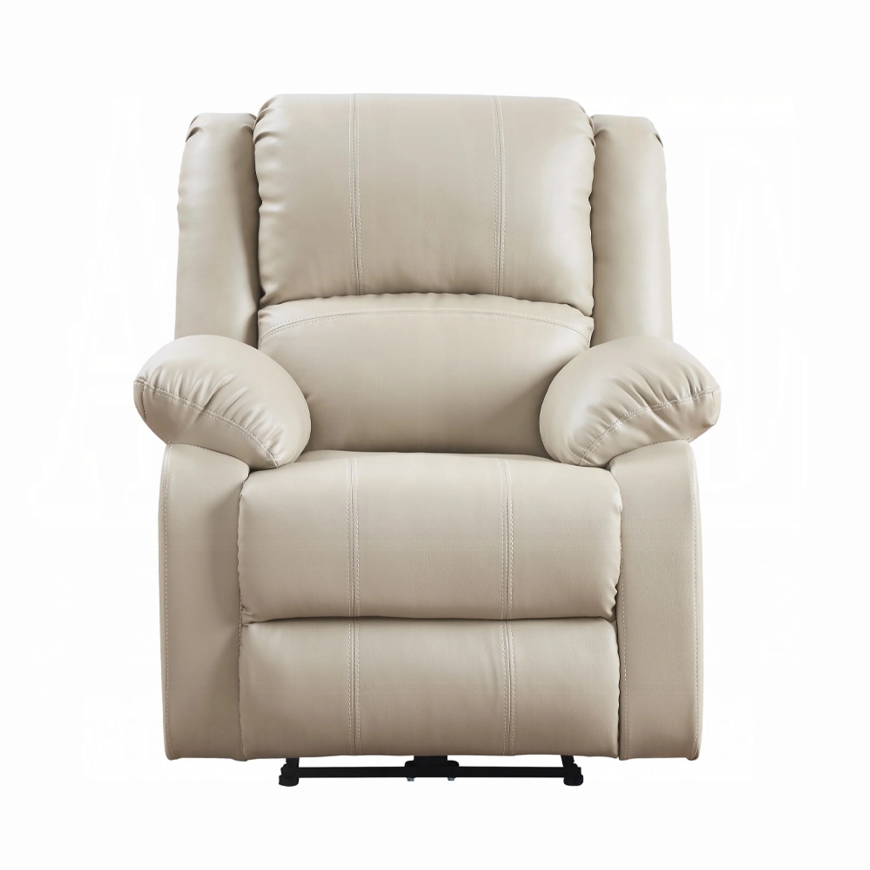 Zuru Power Reclining Chair, Pillow Top Armrests, Beige Faux Leather