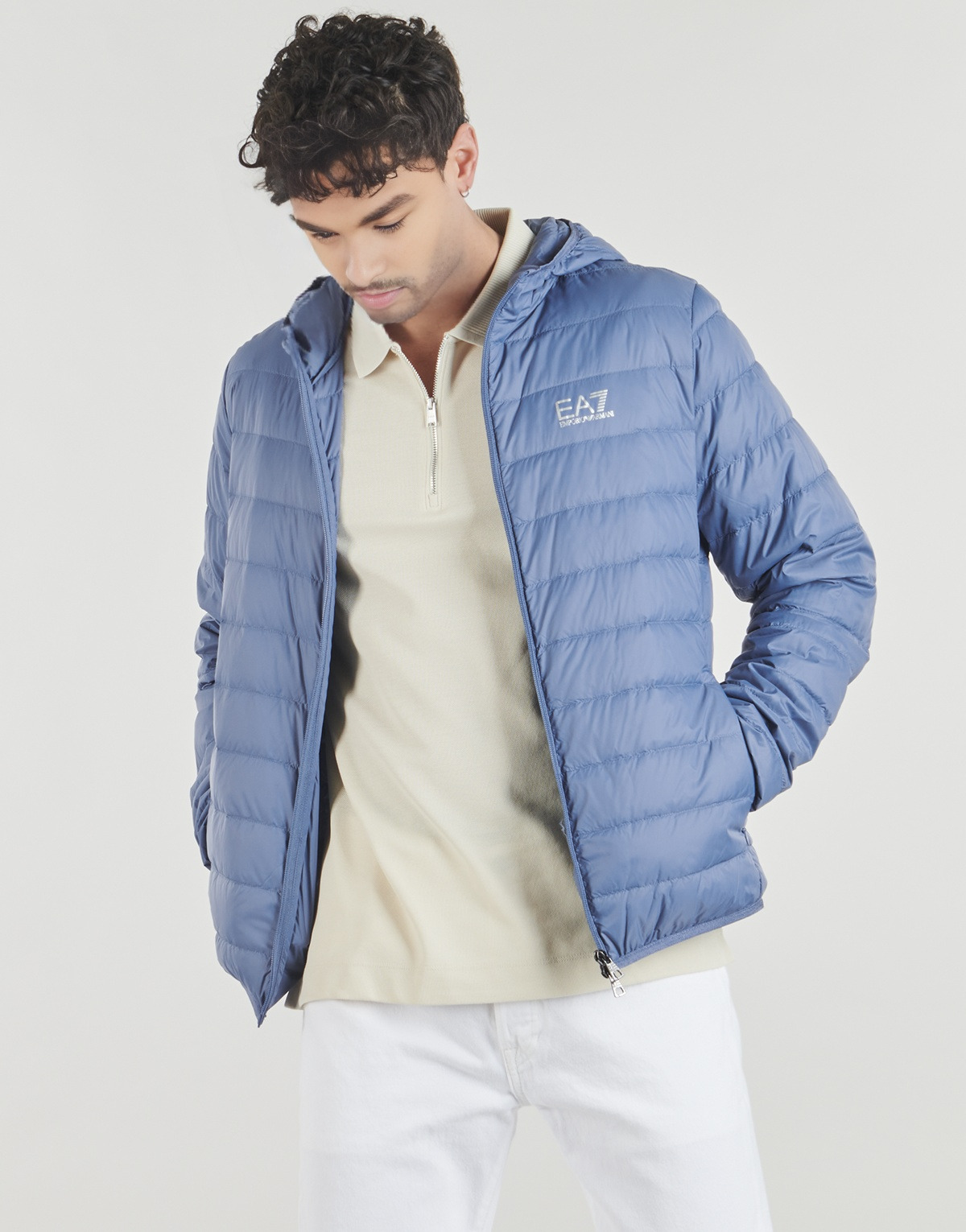 Emporio Armani EA7 - TRAIN CORE ID  DOWN LIGHT JACKET HOODIE CC  8NPB24 - Blue