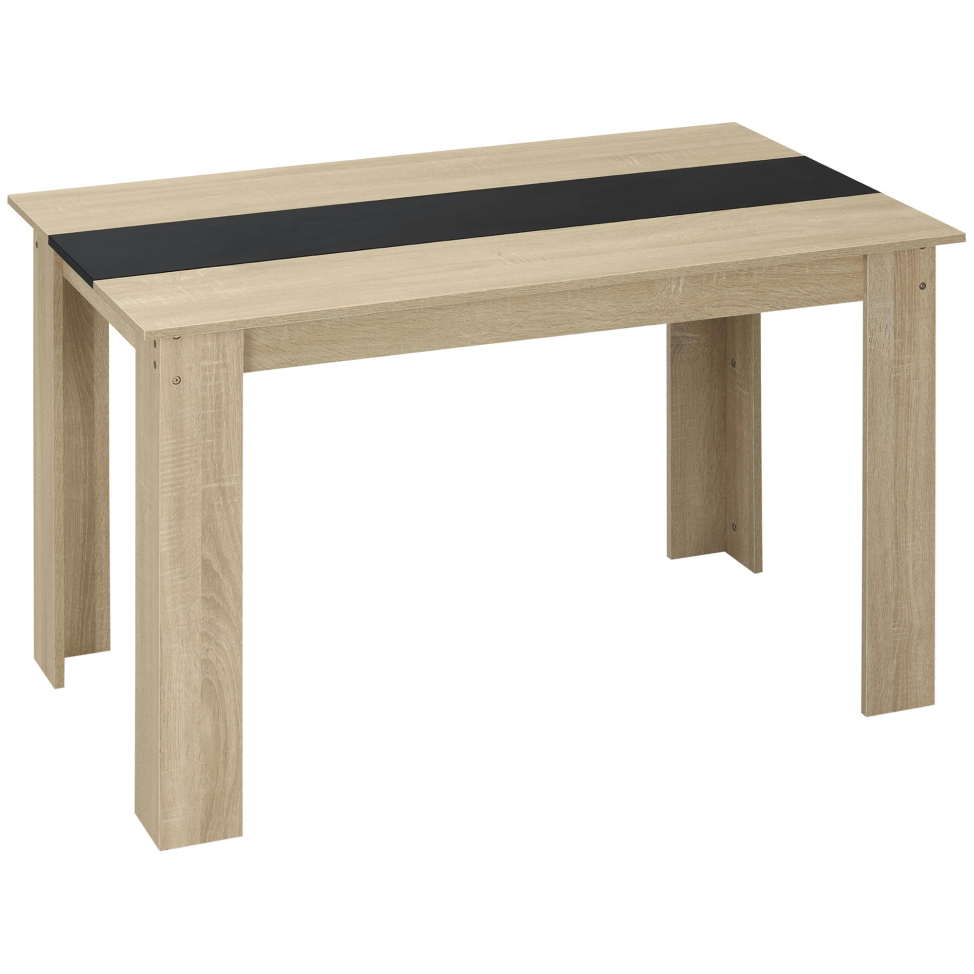 - Table à manger grand plateau 4-6 personnes - noir aspect chêne clair