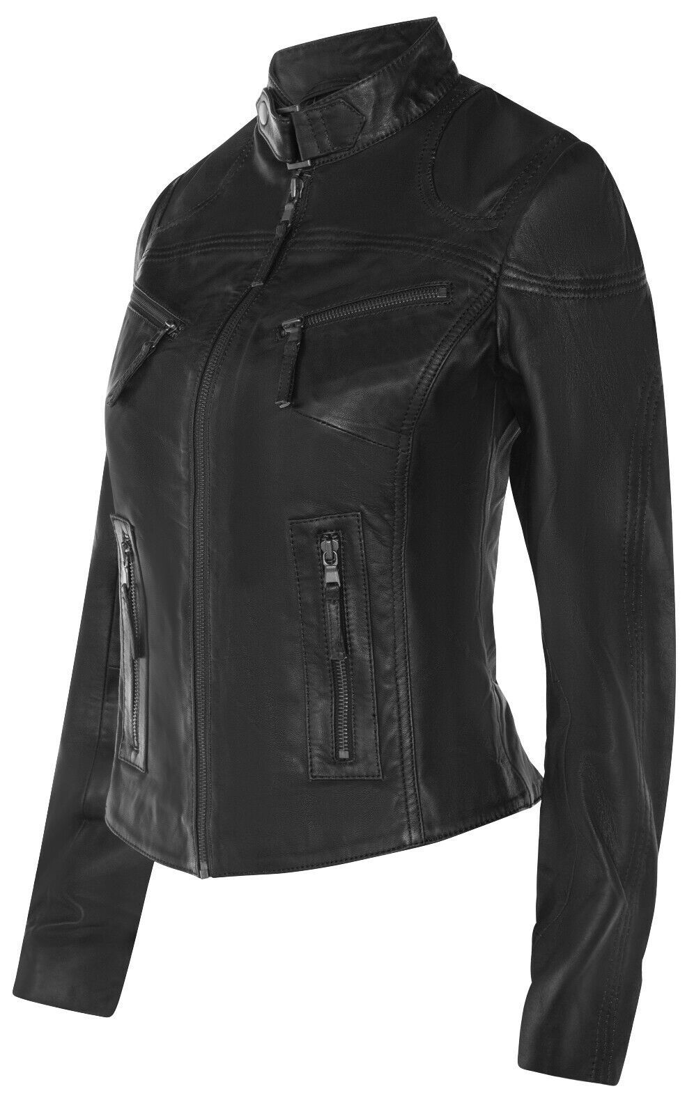Infinity Leather Casual Slim-Fit Leather Biker Jacket-Tulsa