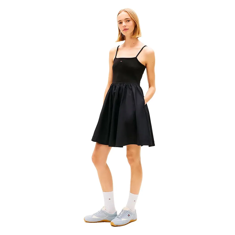 Tommy Jeans Rib Poplin Mix Strappy sleeveless dress
