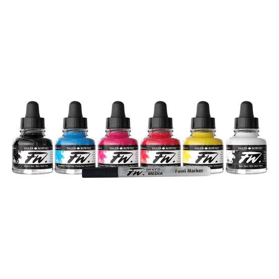 Daler-Rowney FW Primary Acrylic Ink 29.5ml 6 Pack