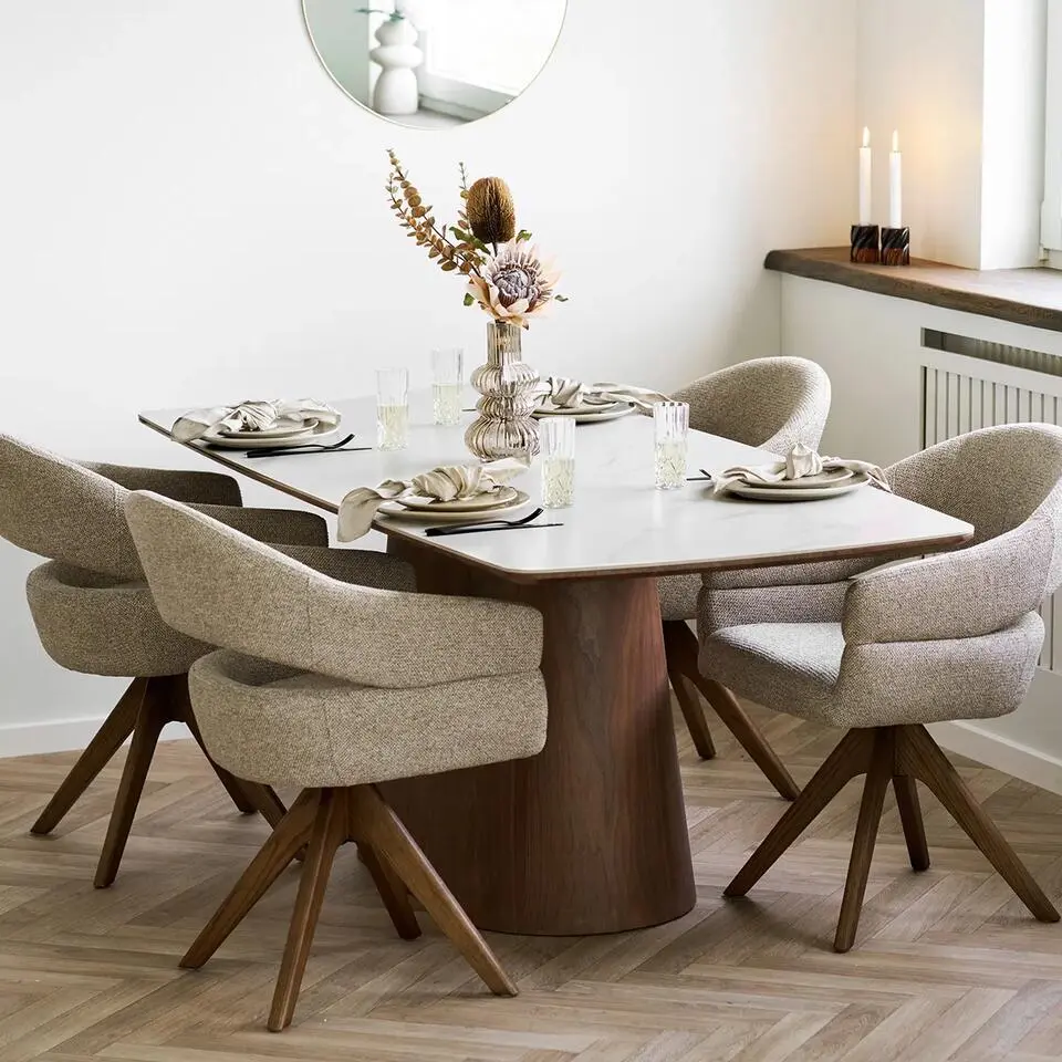 Artichok Nour houten eettafel met keramiek blad donkerbruin - 200 cm