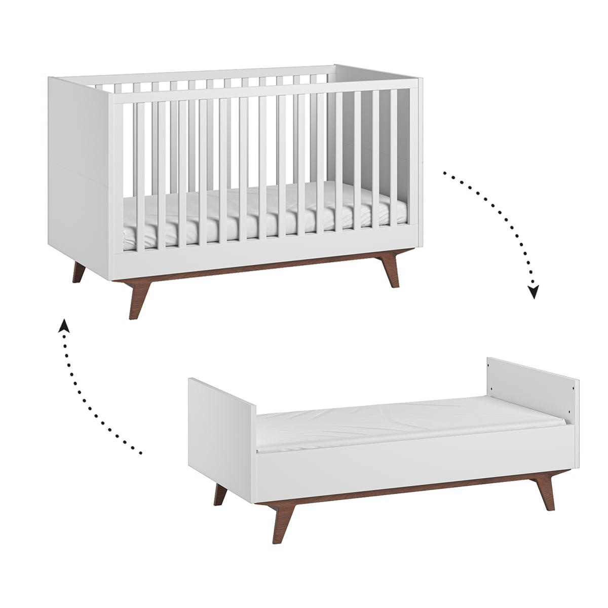 MID - Lit évolutif 70x140 blanc naturel