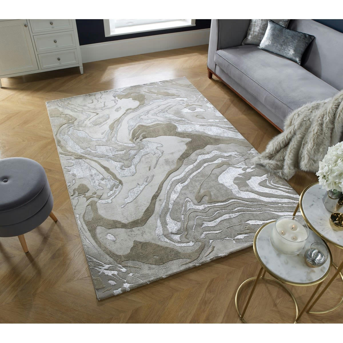 SIRE - Tapis de salon en polypropylène gris 160x230 cm