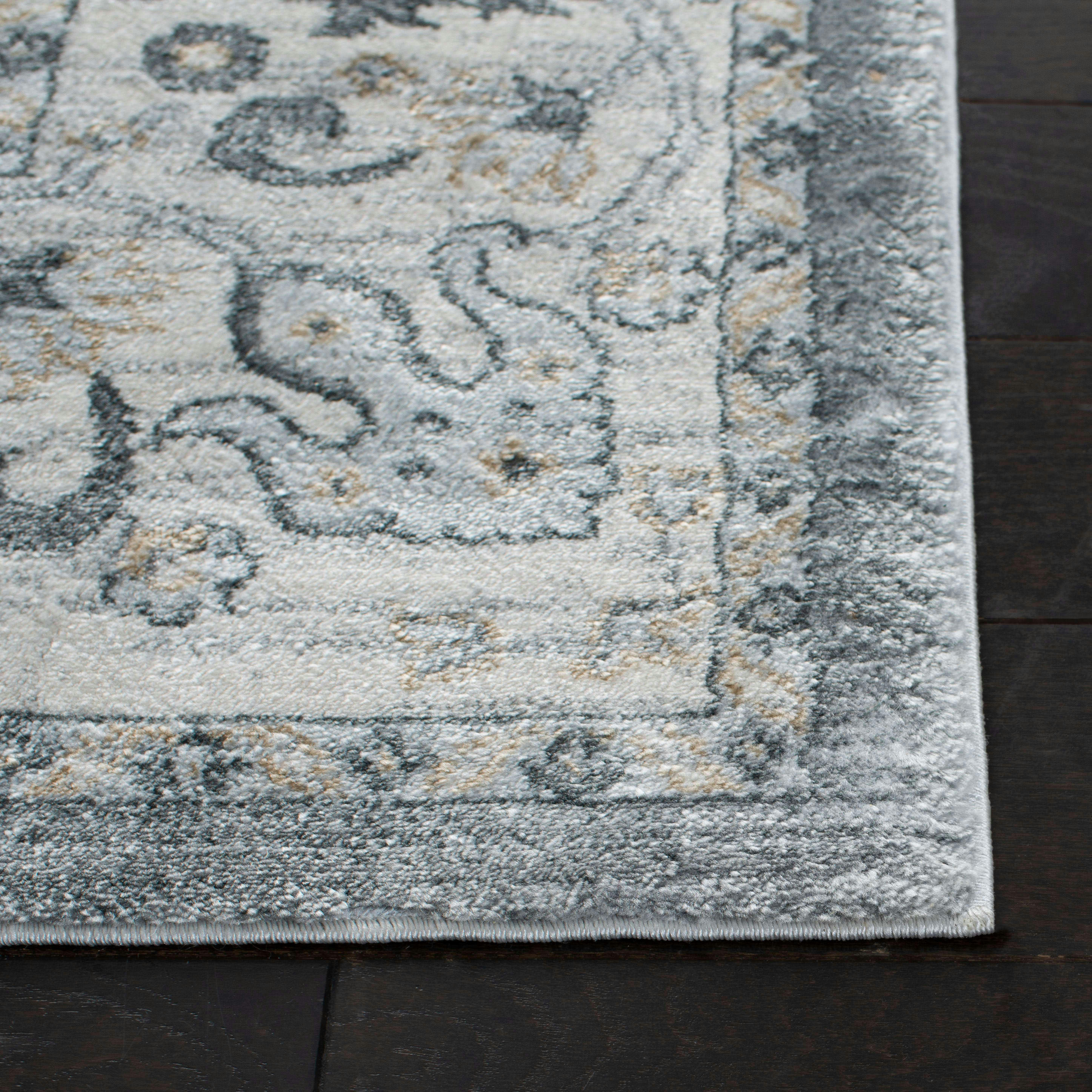 ISABELLA - Tapis de salon interieur en gris & crème, 91 x 152 cm