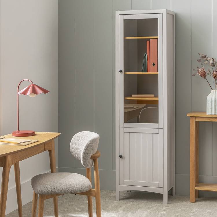 Habitat Bournemouth Single Door Bookcase Cabinet - Grey
