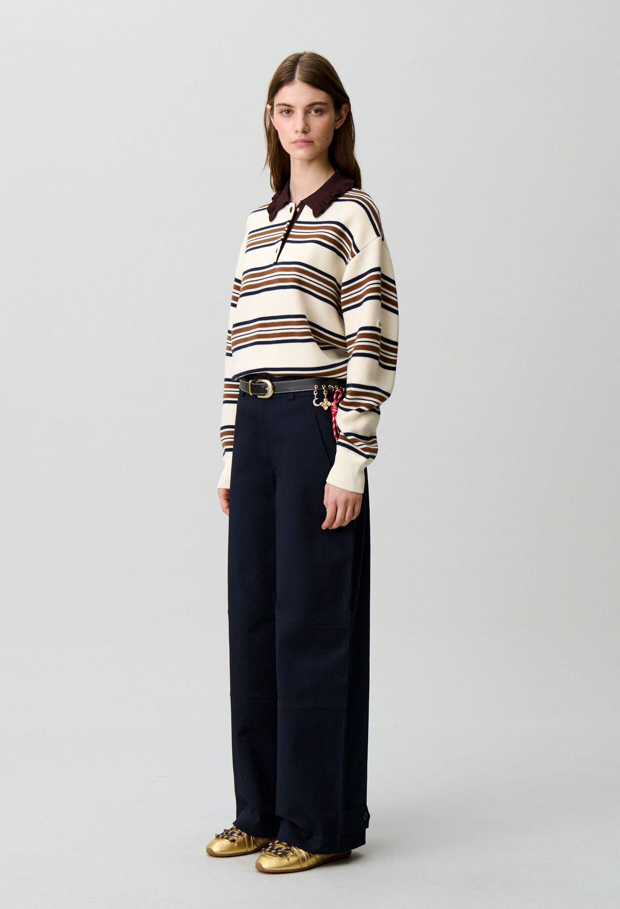 Pull polo large rayé