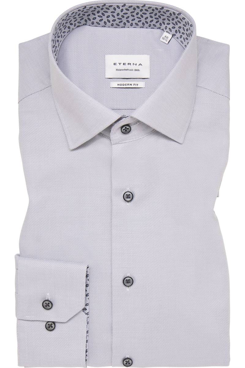 ETERNA Modern Fit Hemd stahlgrau, Strukturiert