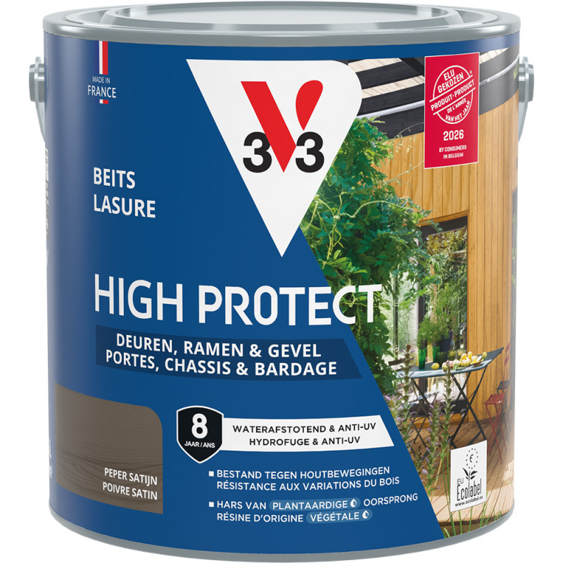 Lasure pour bois High Protect poivre 2,5 L V33