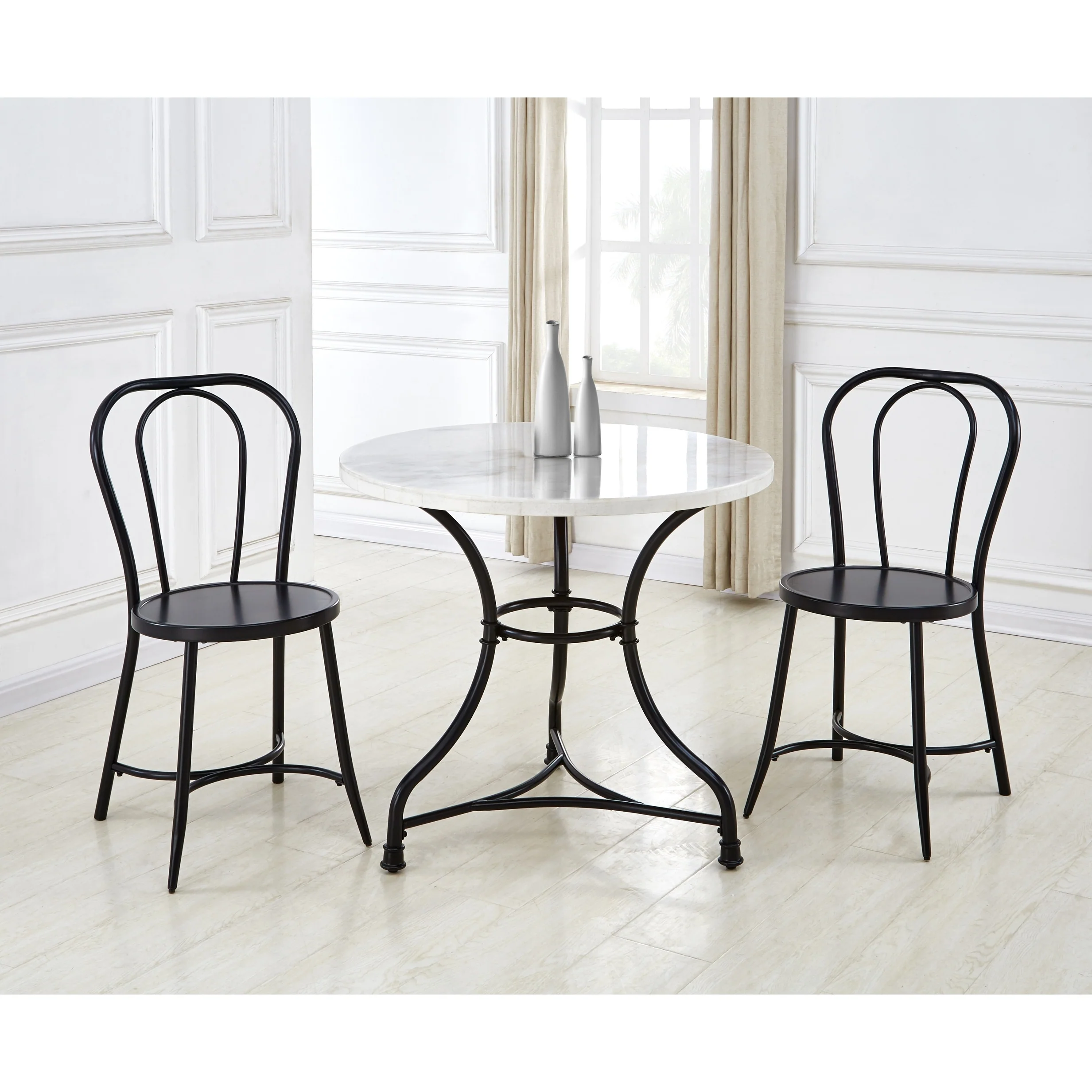 Steve Silver Callao 34 Round Marble Bistro Table,Black - Black