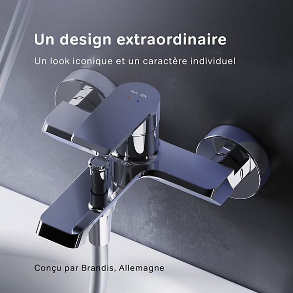 Mitigeur de baignoire mécanique Robinet de baignoire, mitigeur salle de bain, Chromé, FNA10000 Flash AM.PM