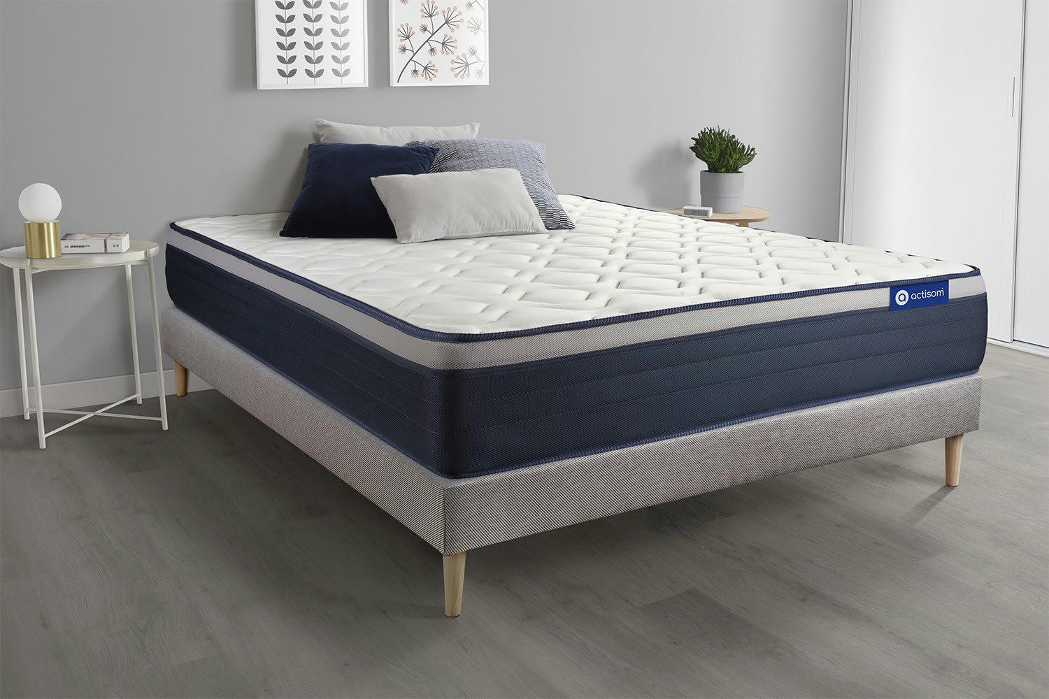 ACTIMEMO MAX - Ensemble 160x200 cm sommier kit gris