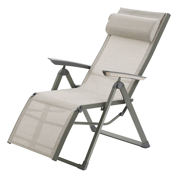 Fauteuil de jardin inclinable Decima vert olive &vert laurier 8 positions en aluminium et texaline - Hespéride